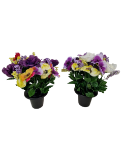 Pansy/Rose Gravepot 30cm Assorted Colours x 2pcs