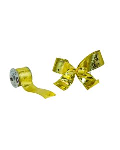 50mm x 10yds Stiff Foil Wired Edge Santa Gold