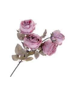 Vintage Antique Rose Faux Dried Flowers Pink (4 heads, 54cm long)