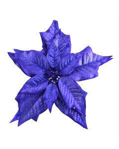 26cm Metallic Poinsettia Clip Blue