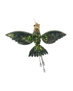 Beaded Hummingbird Clip 17cm Green