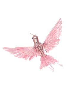 Beaded Hummingbird Clip 20cm L Pink