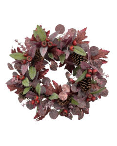 60cm Red Foliage/Cone/Berry Wreath