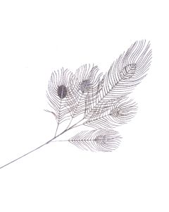 Glittered Peacock Feather Spray - Champagne (93cm long)