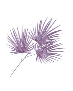 Glittered Fan Palm Leaves - Pink (3 leaves, 74cm long)