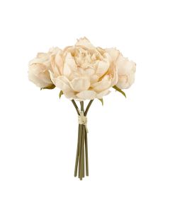 28cm Peach Dried Look Peony Posy x 5 Heads