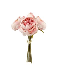 28cm Pink Dried Look Peony Posy x 5 Heads