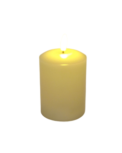 LED Wax Candle with 3D Flame - Ivory (7.5cm  x 10cm height)