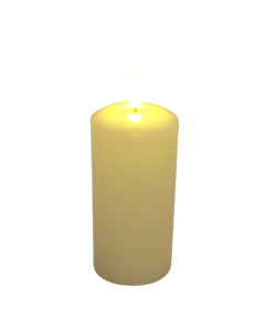 LED Wax Candle with 3D Flame - Ivory (7.5cm  x 15cm height)