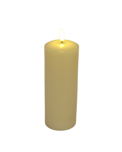 LED Wax Candle with 3D Flame - Ivory (7.5cm  x 20cm height)