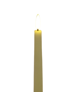LED Wax Taper Candles with 3D Flame - Ivory 25cm x 2