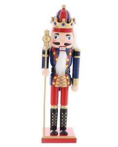 30cm Red/Blue Nutcracker W/Staff