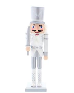 30cm Silver/White Nutcracker W/Sword