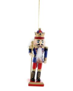 12cm Red/Blue Nutcracker W/Staff