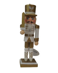 12cm Gold/White Nutcracker W/Sword