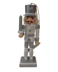 12cm Silver/White Nutcracker W/Sword