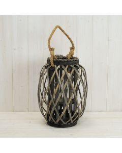 Grey Wicker Lantern 33cm