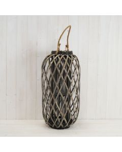 Grey Wicker Lantern 58cm
