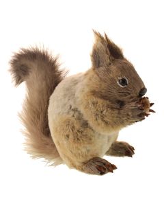 16cm Faux Fur Squirrel with Nut Grey