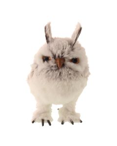 15cm Faux Fur Standing Owl Grey