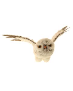 17cm Faux Fur Owl with Hanger Grey
