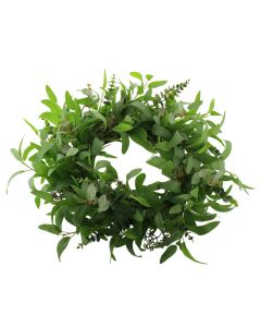 54cm Mixed Foliage Wreath Green