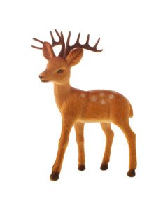 17cm Hanging Flocked Reindeer Brown