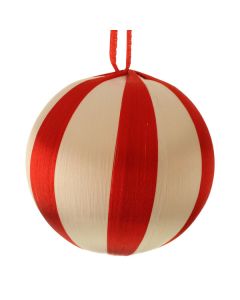 8cm Spun Metallic Bauble Red/White