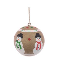 Papier Mache Snowman Bauble 8cm