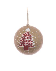 Papier Mache Tree Bauble 8cm