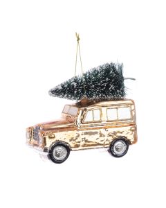 GLASS Land Rover w/Tree 12cm Gold