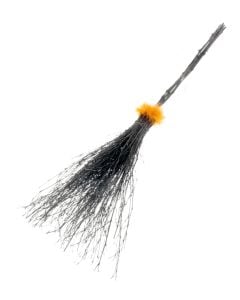 Witches Broomstick Black/Orange 100cm