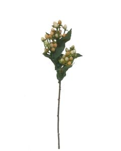 Artificial Hypericum Berry Branch - White/Peach 48cm