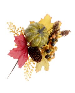 Pumpkin & Pinecone Pick - Brown & Orange x 3