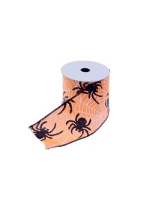 Halloween Spider Ribbon - Orange/Black/White (60mm x 10m)