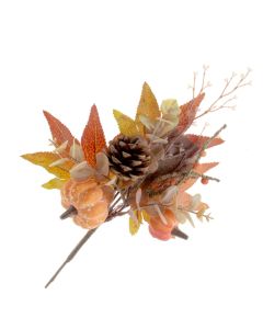 Pumpkin & Eucalyptus Branch - White/Brown 37cm