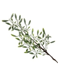 Glittered Mistletoe Spray - Green & White (60cm long)