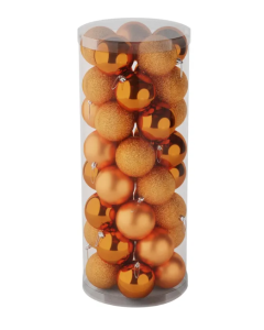 8cm Shatterproof Baubles Orange x 48 (Matt, Shiny, Glitter)