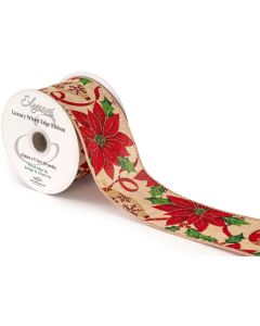 Eleganza Wired Poinsettia/Holly 63mm x 9.1mtrs