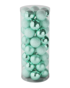 8cm Shatterproof Baubles x 48 Mint Green (Matt, Shiny, Glitter)