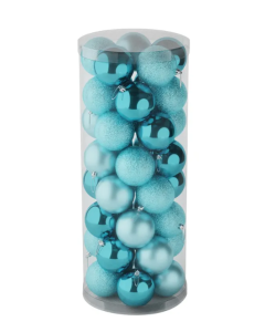 8cm Shatterproof Baubles x 48 Ice Blue (Matt, Shiny, Glitter)