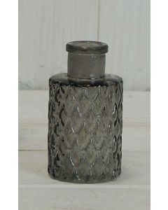 Smoky Grey Mini Geometric Glass Bottle (9.2cm)