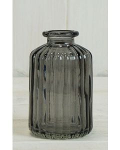 Smoky Grey Ribbed Glass Bottle (10cm)