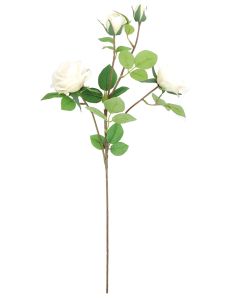 70cm Cream Rose With 2 Buds Stem