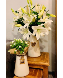 Recycled Aqua Vase Pearl White 23cm Tall