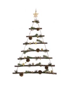 Wood Pine & Bauble Wall Ladder