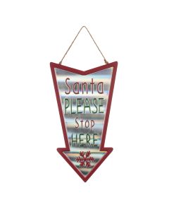 METAL Santa Stop Here Sign 40cm