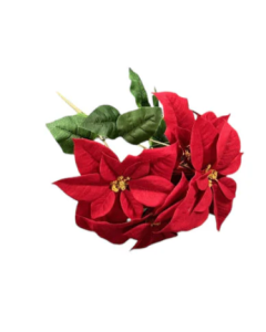 5 Headed Velvet Poinsettia Bush - Red 25cm Heads