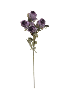 Artificial Dry Rose Bush - Purple (43cm long with 5 heads)