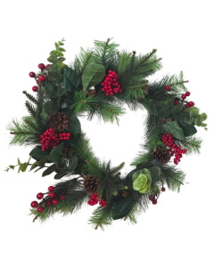 Wreath Woodland Euc & Berries 55cm